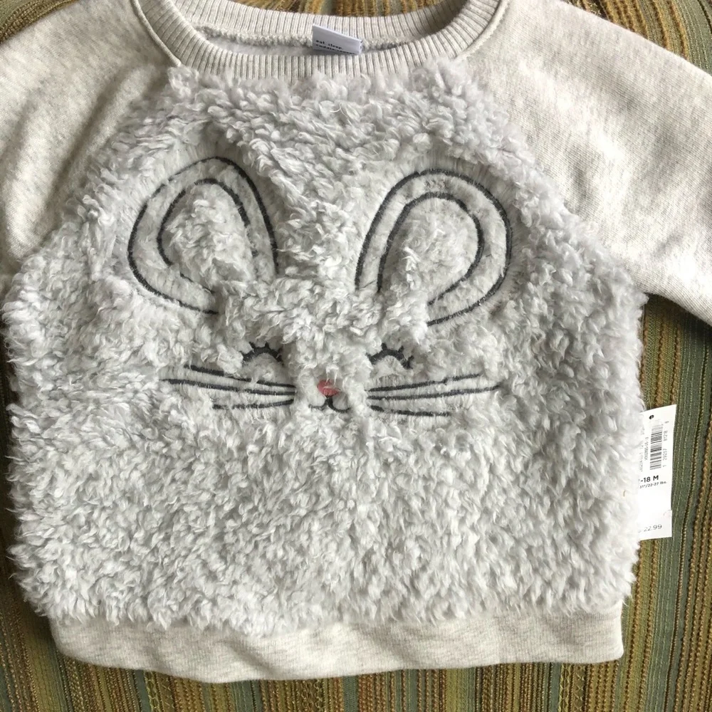 Old Navy Sherpa soft gray mouse sweatshirt 12-18 months